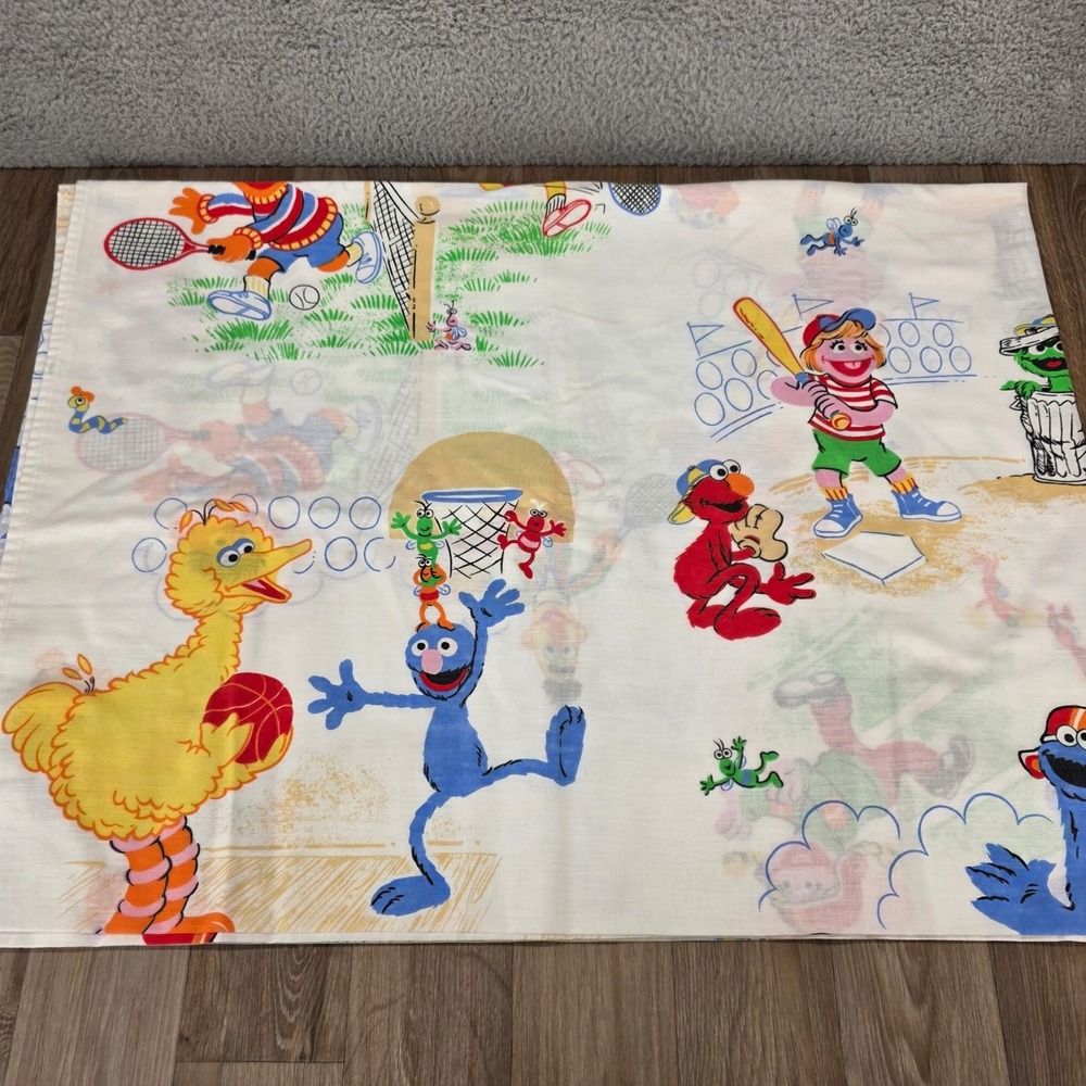 Vintage Sesame Street Pillowcase & Flat Sheet‎ Set 1984 Jim Henson Bedding - Picture 8 of 11